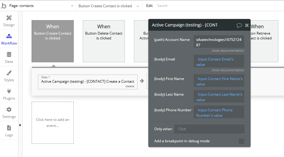 Create a Contact Workflow in the AC Plugin