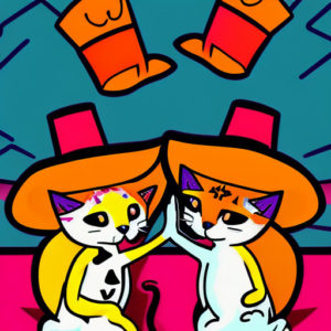 two cats high fiving in day of the dead style